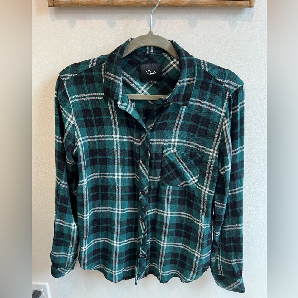 Rails Button Up Plaid Flannel Hunter Pine Black W… - image 1